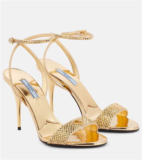 yellow crystal prada sandals|prada crystal embellished sandals.